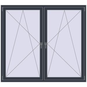 Zamów teraz Okna skrzydłowe 1800x1595 mm REHAU ENERGY-SAVING SYNEGO MD ANTHRACITE_GREY_STRUKTURAL dwustronny