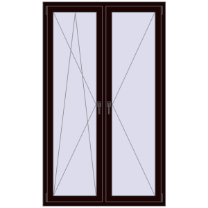 Okno plastikowe 1200x2000 mm Dwuskrzydłowe. Widok od środka Zamów teraz Okna skrzydłowe 1200x2000 mm REHAU OPTIMUM EURO-DESIGN 70 CHOCOLATE_BROWN dwustronny