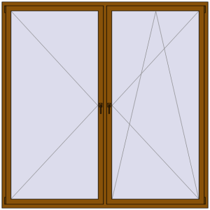 Buy Tilt-and-Turn 2300x2300 mm REHAU ENERGY-SAVING SYNEGO MD GOLDEN OAK two-sided