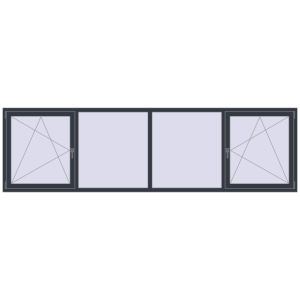 Buy Tilt-and-Turn 3500x1000 mm REHAU OPTIMUM EURO-DESIGN 70 ANTHRACITE_GREY_STRUKTURAL two-sided
