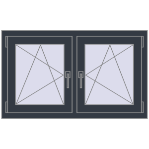 Okno plastikowe 1065x635 mm Dwuskrzydłowe. Widok od środka Zamów teraz Okna skrzydłowe 1065x635 mm REHAU ENERGY-SAVING SYNEGO MD ANTHRACITE_GREY_STRUKTURAL dwustronny