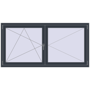 Buy Tilt-and-Turn 1800x900 mm REHAU OPTIMUM EURO-DESIGN 70 ANTHRACITE_GREY_STRUKTURAL two-sided