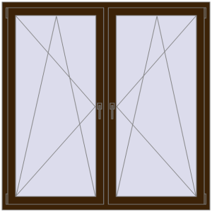 Zamów teraz Okna skrzydłowe 1560x1550 mm REHAU ENERGY-SAVING SYNEGO MD DARK_OAK dwustronny