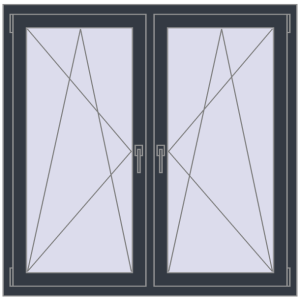 Zamów teraz Okna skrzydłowe 1320x1265 mm REHAU ENERGY-SAVING SYNEGO MD ANTHRACITE_GREY_STRUKTURAL dwustronny