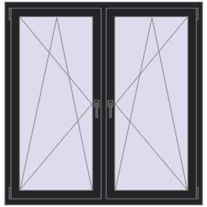 Zamów teraz Okna skrzydłowe 1410x1415 mm REHAU ENERGY-SAVING SYNEGO MD BLACK_ULTI-MATT dwustronny