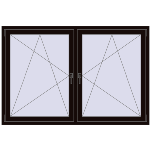 Okno plastikowe 1830x1175 mm Dwuskrzydłowe. Widok od środka Zamów teraz Okna skrzydłowe 1830x1175 mm REHAU ENERGY-SAVING SYNEGO MD BLACK_BROWN dwustronny