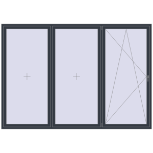 Buy Tilt-and-Turn 3000x2100 mm REHAU ENERGY-SAVING SYNEGO MD ANTHRACITE_GREY_STRUKTURAL two-sided
