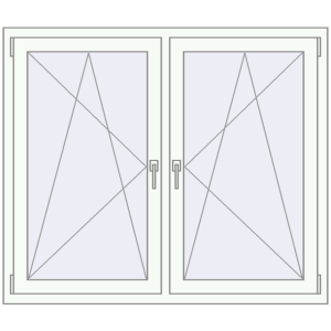 Okno plastikowe 1440x1160 mm Dwuskrzydłowe. Widok od środka Zamów teraz Okna skrzydłowe 1440x1160 mm REHAU ENERGY-SAVING SYNEGO MD RAL 9016 Traffic white dwustronny