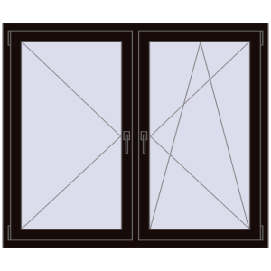 Buy Tilt-and-Turn 1440x1220 mm REHAU OPTIMUM EURO-DESIGN 70 BLACK_BROWN two-sided