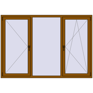 Buy Tilt-and-Turn 2065x1425 mm REHAU OPTIMUM EURO-DESIGN 70 GOLDEN OAK two-sided