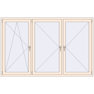 Buy Tilt-and-Turn 2200x1400 mm REHAU OPTIMUM EURO-DESIGN 70 CREAME_WHITE_50L-2 two-sided