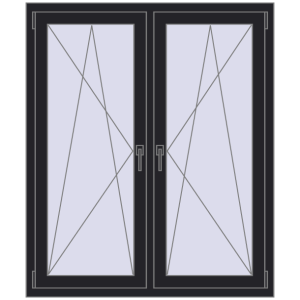 Okno plastikowe 1245x1355 mm Dwuskrzydłowe. Widok od środka Zamów teraz Okna skrzydłowe 1245x1355 mm REHAU ENERGY-SAVING SYNEGO MD BLACK_ULTI-MATT dwustronny