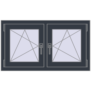 Okno plastikowe 990x560 mm Dwuskrzydłowe. Widok od środka Zamów teraz Okna skrzydłowe 990x560 mm EPSILON OPTIMA ANTHRACITE_GREY_STRUKTURAL dwustronny