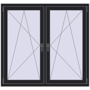 Zamów teraz Okna skrzydłowe 1395x1265 mm REHAU ENERGY-SAVING SYNEGO MD BLACK_ULTI-MATT dwustronny