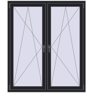 Zamów teraz Okna skrzydłowe 1350x1595 mm REHAU ENERGY-SAVING SYNEGO MD BLACK_ULTI-MATT dwustronny