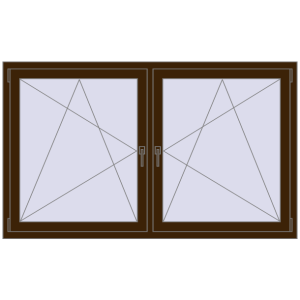 Plastic window 1770x1055 mm Dwuskrzydłowe. View from inside Buy Tilt-and-Turn 1770x1055 mm REHAU ENERGY-SAVING SYNEGO MD DARK_OAK two-sided