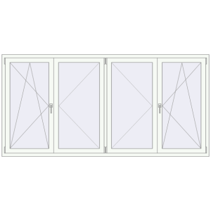 Buy Tilt-and-Turn 2600x1280 mm REHAU OPTIMUM EURO-DESIGN 70 RAL 9016 Traffic white two-sided