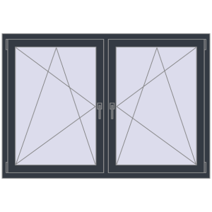 Zamów teraz Okna skrzydłowe 1575x1085 mm REHAU ENERGY-SAVING SYNEGO MD ANTHRACITE_GREY_STRUKTURAL dwustronny