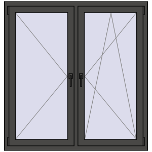 Buy Tilt-and-Turn 1300x1350 mm REHAU ENERGY-SAVING SYNEGO MD BASALT_GREY two-sided