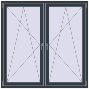 Buy Tilt-and-Turn 1500x1500 mm REHAU OPTIMUM EURO-DESIGN 70 ANTHRACITE_GREY_STRUKTURAL two-sided