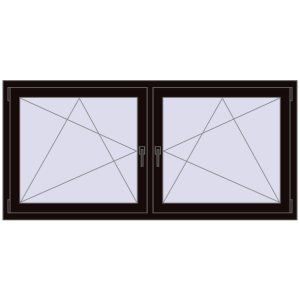 Buy Tilt-and-Turn 1770x830 mm REHAU ENERGY-SAVING SYNEGO MD BLACK_BROWN two-sided