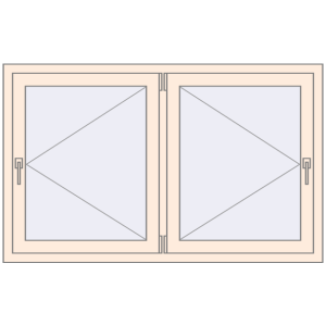 Buy Tilt-and-Turn 1450x900 mm REHAU OPTIMUM EURO-DESIGN 70 CREAME_WHITE_50L-2 two-sided