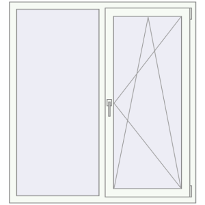 Plastic window 1250x1400 mm Double-leaf. View from inside Buy Tilt-and-Turn 1250x1400 mm EPSILON OPTIMA RAL 9016 Traffic white two-sided