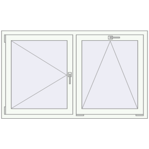 Okno plastikowe 1500x900 mm Dwuskrzydłowe. Widok od środka Zamów teraz Okna skrzydłowe 1500x900 mm KORSA ENERGY-SAVING REHAU SYNEGO MD