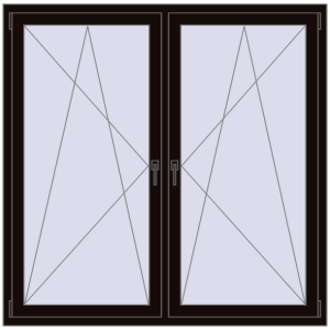 Zamów teraz Okna skrzydłowe 1635x1550 mm REHAU ENERGY-SAVING SYNEGO MD BLACK_BROWN dwustronny