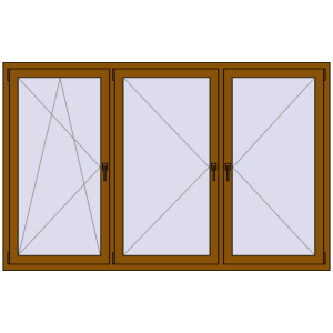Buy Tilt-and-Turn 2200x1400 mm REHAU OPTIMUM EURO-DESIGN 70 GOLDEN OAK two-sided