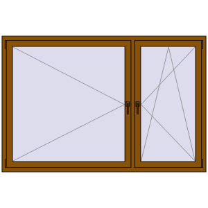 Buy Tilt-and-Turn 1950x1300 mm REHAU ENERGY-SAVING SYNEGO MD GOLDEN OAK two-sided