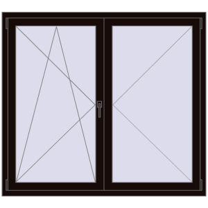 Okno plastikowe 1500x1350 mm Jednoskrzydłowe. Widok od środka Zamów teraz Okna skrzydłowe 1500x1350 mm REHAU OPTIMUM EURO-DESIGN 70 BLACK_BROWN dwustronny