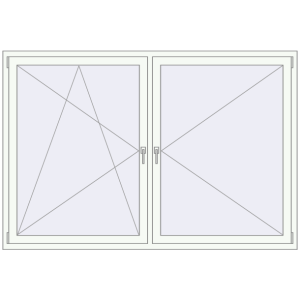 Buy Tilt-and-Turn 2050x1400 mm REHAU OPTIMUM EURO-DESIGN 70 RAL 9016 Traffic white two-sided