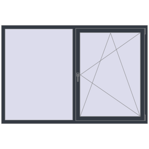 Buy Tilt-and-Turn 2010x1350 mm REHAU OPTIMUM EURO-DESIGN 70 ANTHRACITE_GREY_STRUKTURAL two-sided