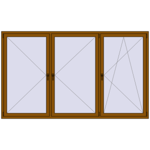 Zamów teraz Okna skrzydłowe 2700x1600 mm KORSA OPTIMUM REHAU EURO 70 GOLDEN OAK dwustronny