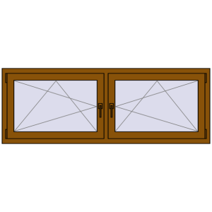 Plastic window 1770x635 mm Dwuskrzydłowe. View from inside Buy Tilt-and-Turn 1770x635 mm REHAU ENERGY-SAVING SYNEGO MD GOLDEN OAK two-sided
