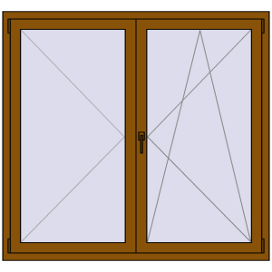 Buy Tilt-and-Turn 1500x1400 mm REHAU OPTIMUM EURO-DESIGN 70 GOLDEN OAK two-sided