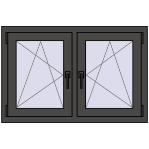Okno plastikowe 1005x665 mm Dwuskrzydłowe. Widok od środka Zamów teraz Okna skrzydłowe 1005x665 mm REHAU ENERGY-SAVING SYNEGO MD BASALT_GREY dwustronny