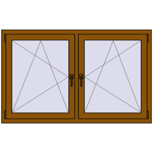 Okno plastikowe 1545x905 mm Dwuskrzydłowe. Widok od środka Zamów teraz Okna skrzydłowe 1545x905 mm REHAU ENERGY-SAVING SYNEGO MD GOLDEN OAK dwustronny