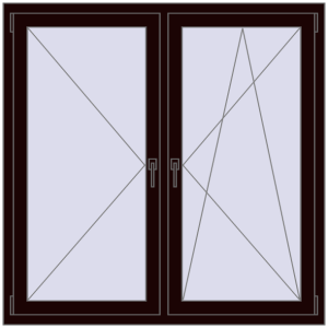 Buy Tilt-and-Turn 1350x1350 mm REHAU OPTIMUM EURO-DESIGN 70 CHOCOLATE_BROWN two-sided