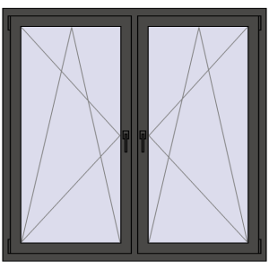 Buy Tilt-and-Turn 1500x1400 mm REHAU ENERGY-SAVING SYNEGO MD BASALT_GREY two-sided