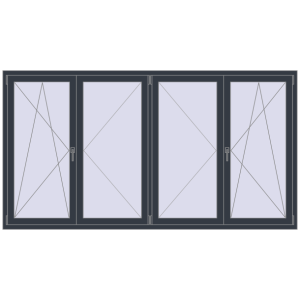 Buy Tilt-and-Turn 2600x1400 mm REHAU OPTIMUM EURO-DESIGN 70 ANTHRACITE_GREY_STRUKTURAL two-sided