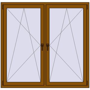 Okno plastikowe 1575x1520 mm Dwuskrzydłowe. Widok od środka Zamów teraz Okna skrzydłowe 1575x1520 mm REHAU ENERGY-SAVING SYNEGO MD GOLDEN OAK dwustronny