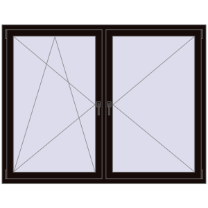 Okno plastikowe 1800x1400 mm Dwuskrzydłowe. Widok od środka Zamów teraz Okna skrzydłowe 1800x1400 mm REHAU OPTIMUM EURO-DESIGN 70 BLACK_BROWN dwustronny