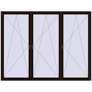 Buy Tilt-and-Turn 3000x2300 mm REHAU OPTIMUM EURO-DESIGN 70 BLACK_BROWN two-sided