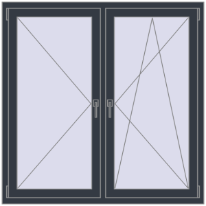 Buy Tilt-and-Turn 1350x1350 mm REHAU OPTIMUM EURO-DESIGN 70 ANTHRACITE_GREY_STRUKTURAL two-sided