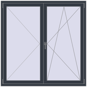 Buy Tilt-and-Turn 1500x1500 mm REHAU OPTIMUM EURO-DESIGN 70 ANTHRACITE_GREY_STRUKTURAL two-sided