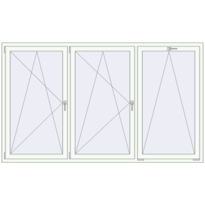 Buy Tilt-and-Turn 2440x1450 mm REHAU OPTIMUM EURO-DESIGN 70 RAL 9016 Traffic white two-sided