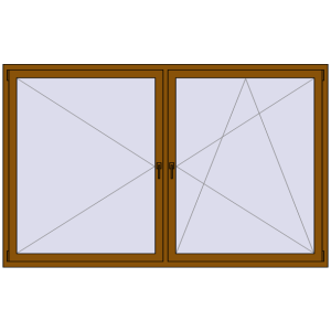 Buy Tilt-and-Turn 2400x1500 mm REHAU ENERGY-SAVING SYNEGO MD GOLDEN OAK two-sided