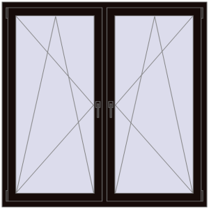 Buy Tilt-and-Turn 1500x1500 mm REHAU OPTIMUM EURO-DESIGN 70 BLACK_BROWN two-sided